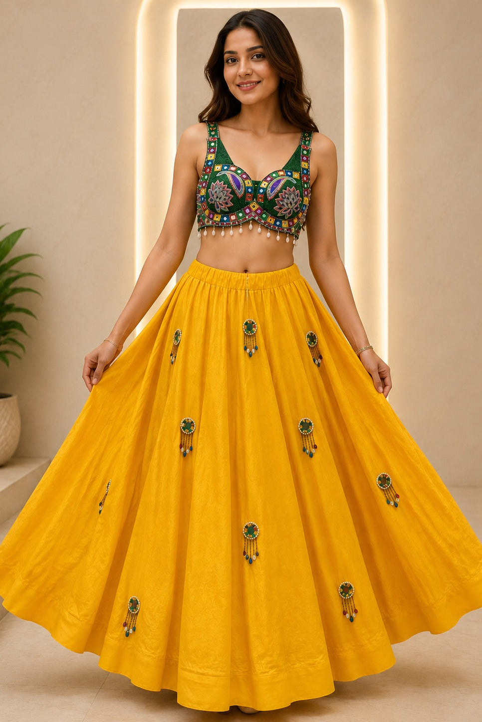 Mrunalini Rajwadi Mirror Lehenga Set