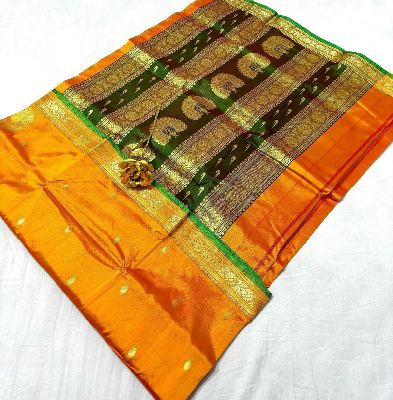 Jijamata Pure Cotton Silk 9-Yard Nauvari Paithani Saree With Morani Pallu