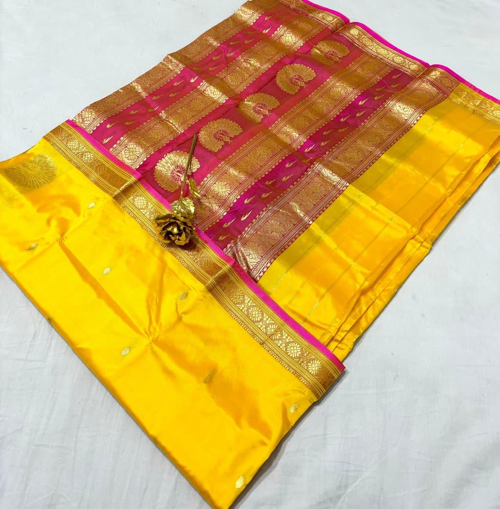 Jijamata Pure Cotton Silk 9-Yard Nauvari Paithani Saree With Morani Pallu