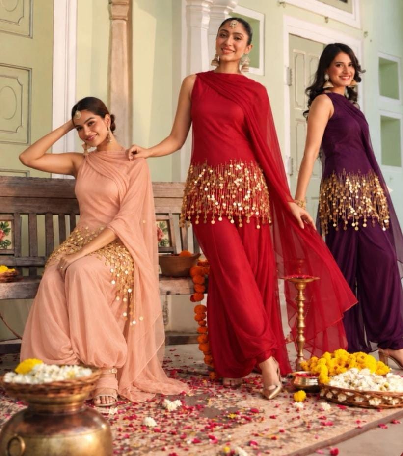 Jhilmil Relaxed wide-leg pants Kurti Set