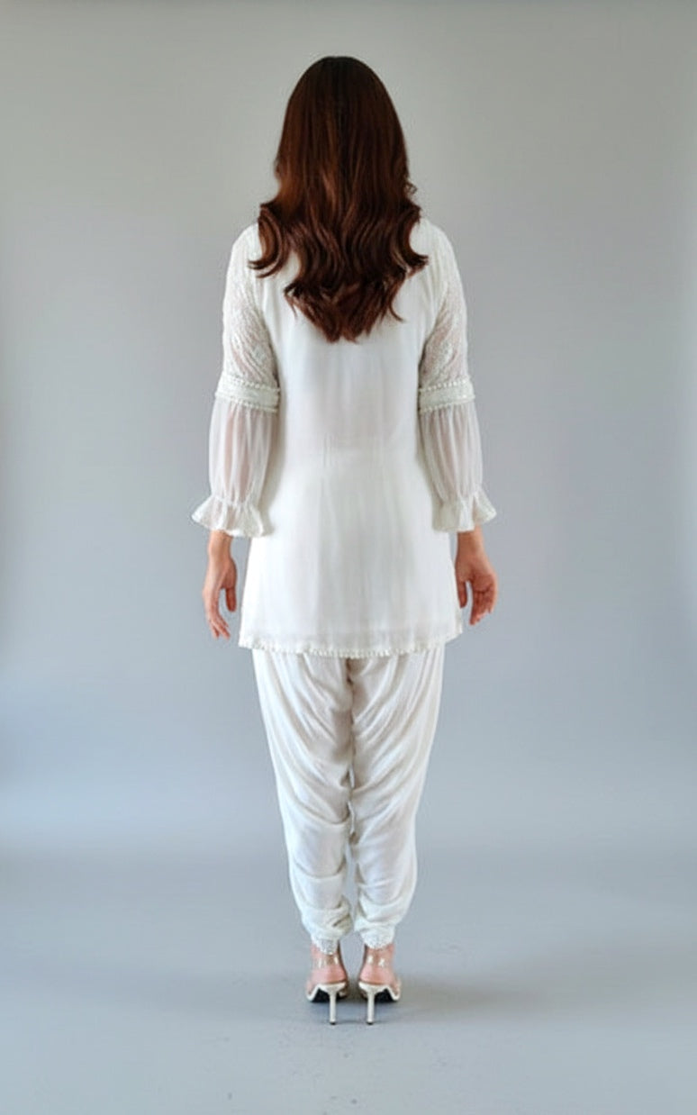 White Chikan Kurti Set