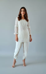 White Chikan Kurti Set
