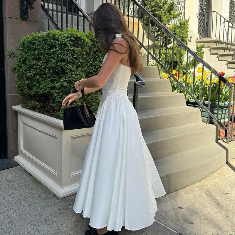 Casual white midi dress