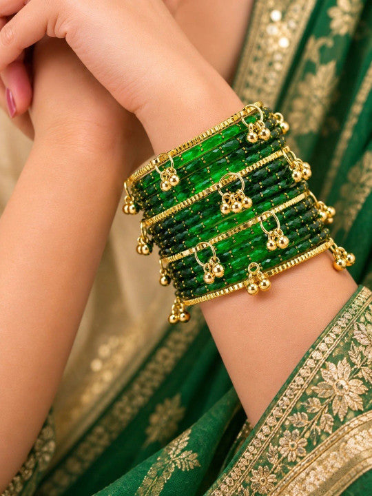 Rangrez Rainbow and Ghungroo Bangle Set