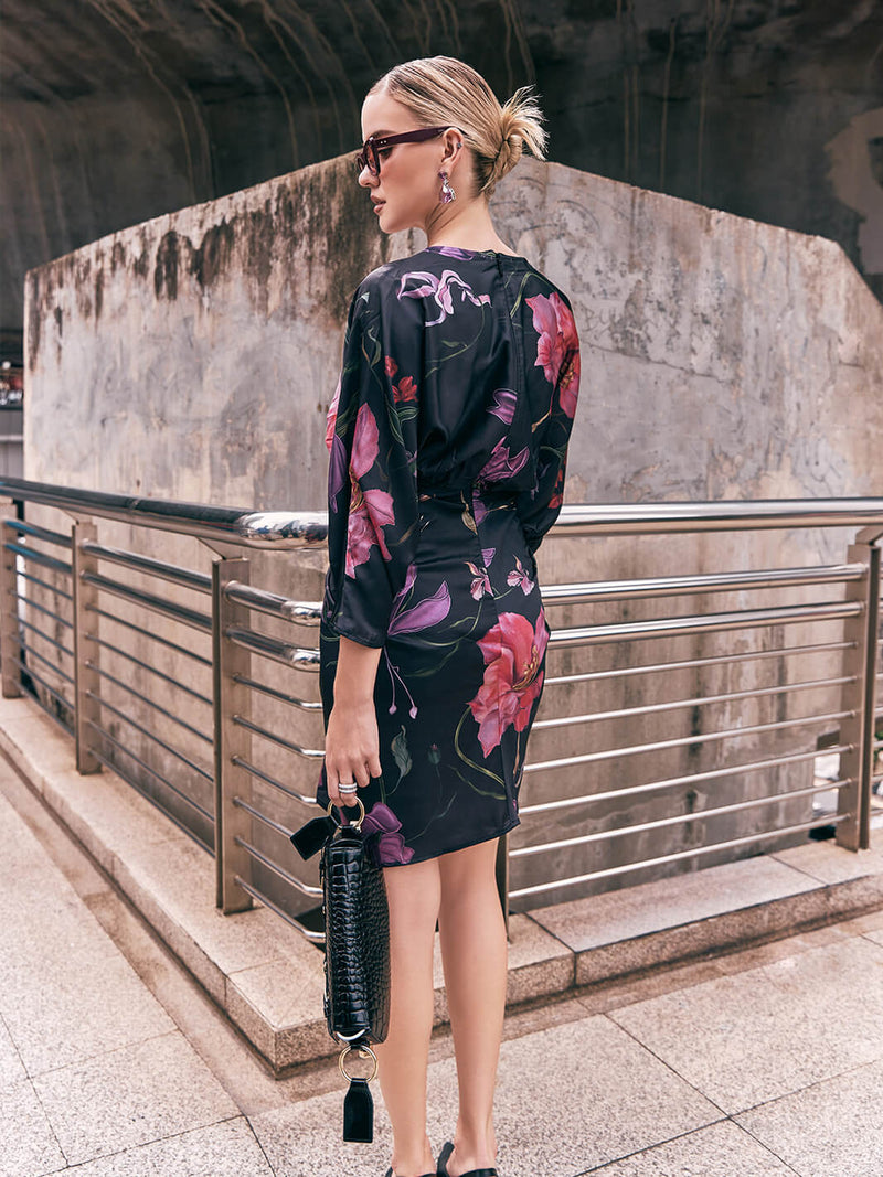 Pleated satin dress