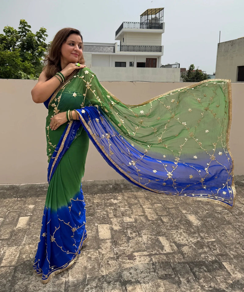 Bandhej Kaccha Gotta Chiffon Saree