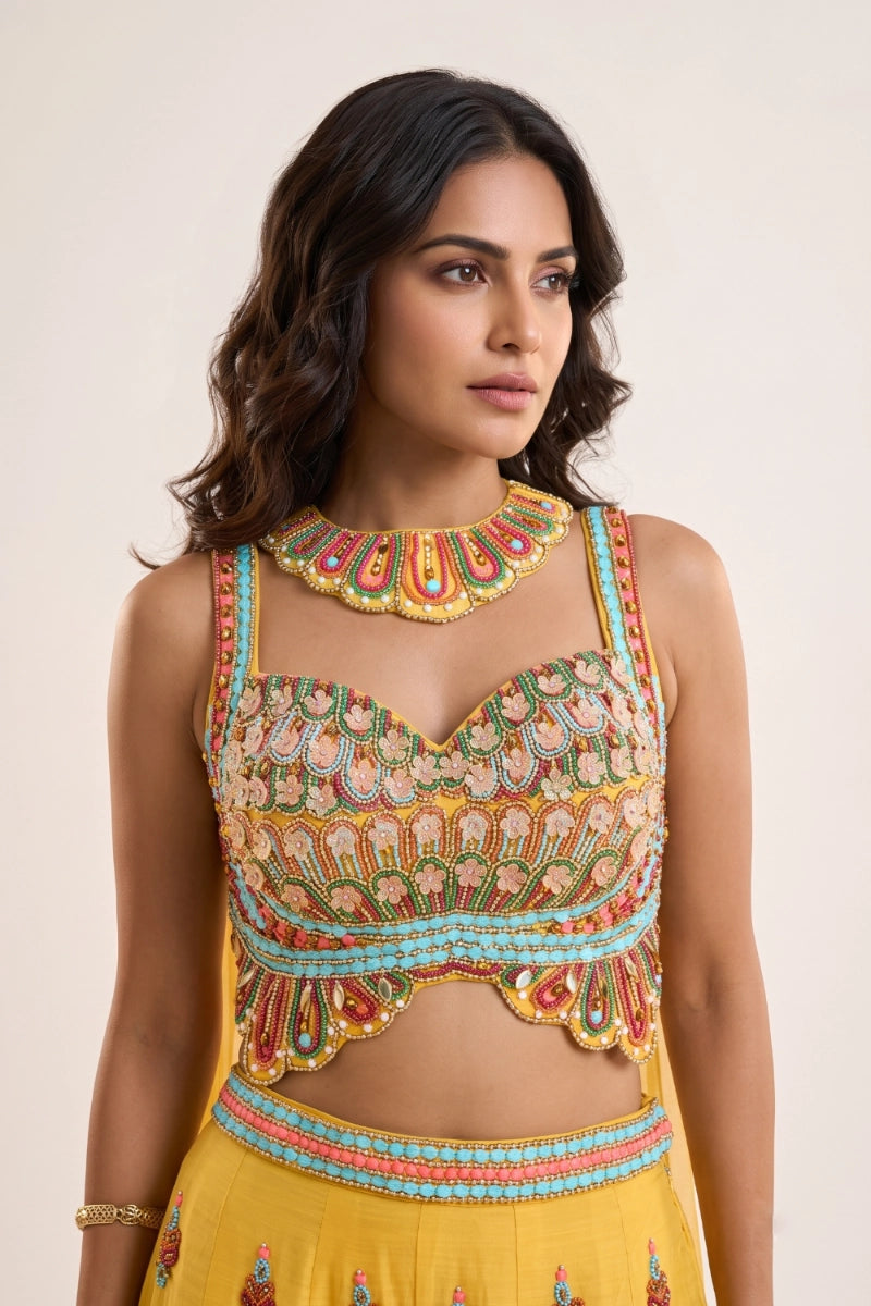 Tara Sunshine Embroidered Palazzo Set