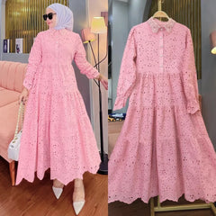 Pink cotton midi dress