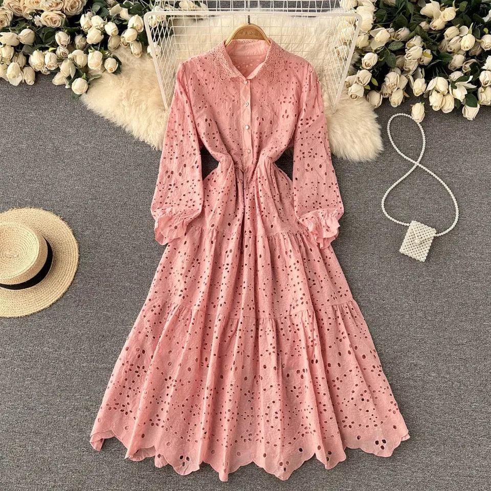 Peach cotton midi dress