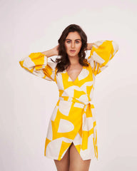 wrap dress with tie-up