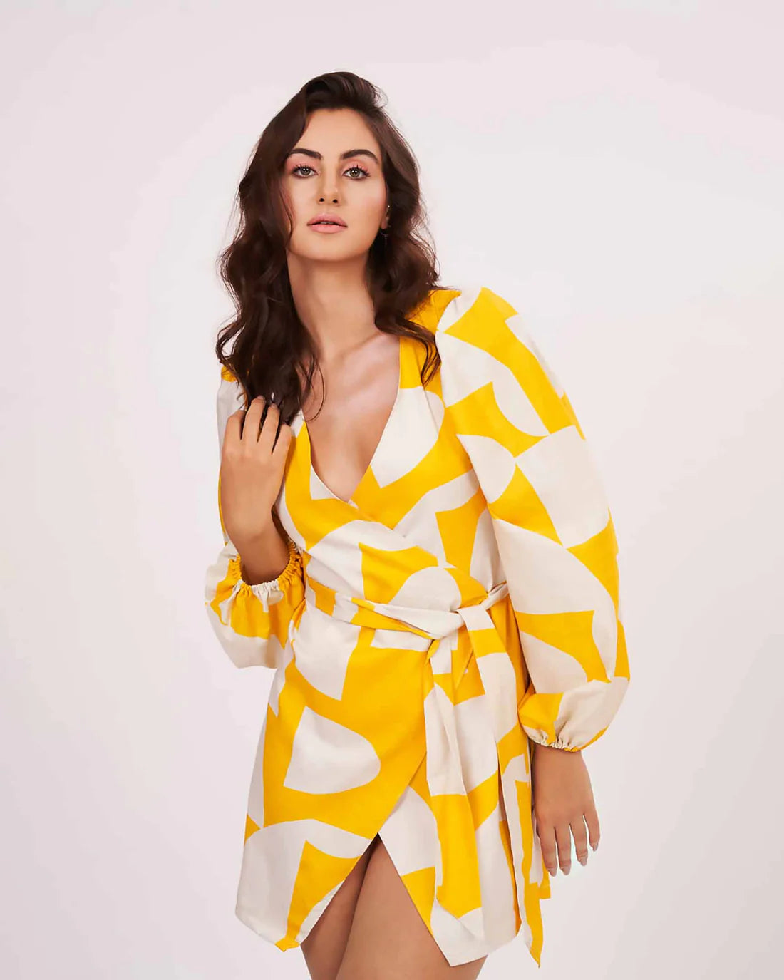 yellow printed dress