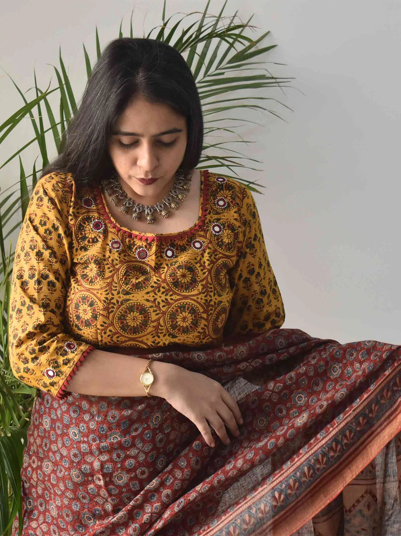Yellow Kutch Mirror Work Blouse