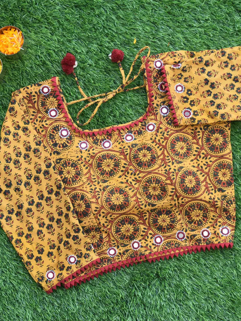 Yellow Kutch Mirror Work Blouse