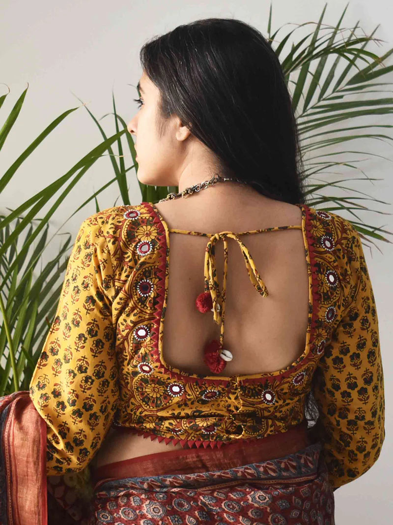 Yellow Kutch Mirror Work Blouse