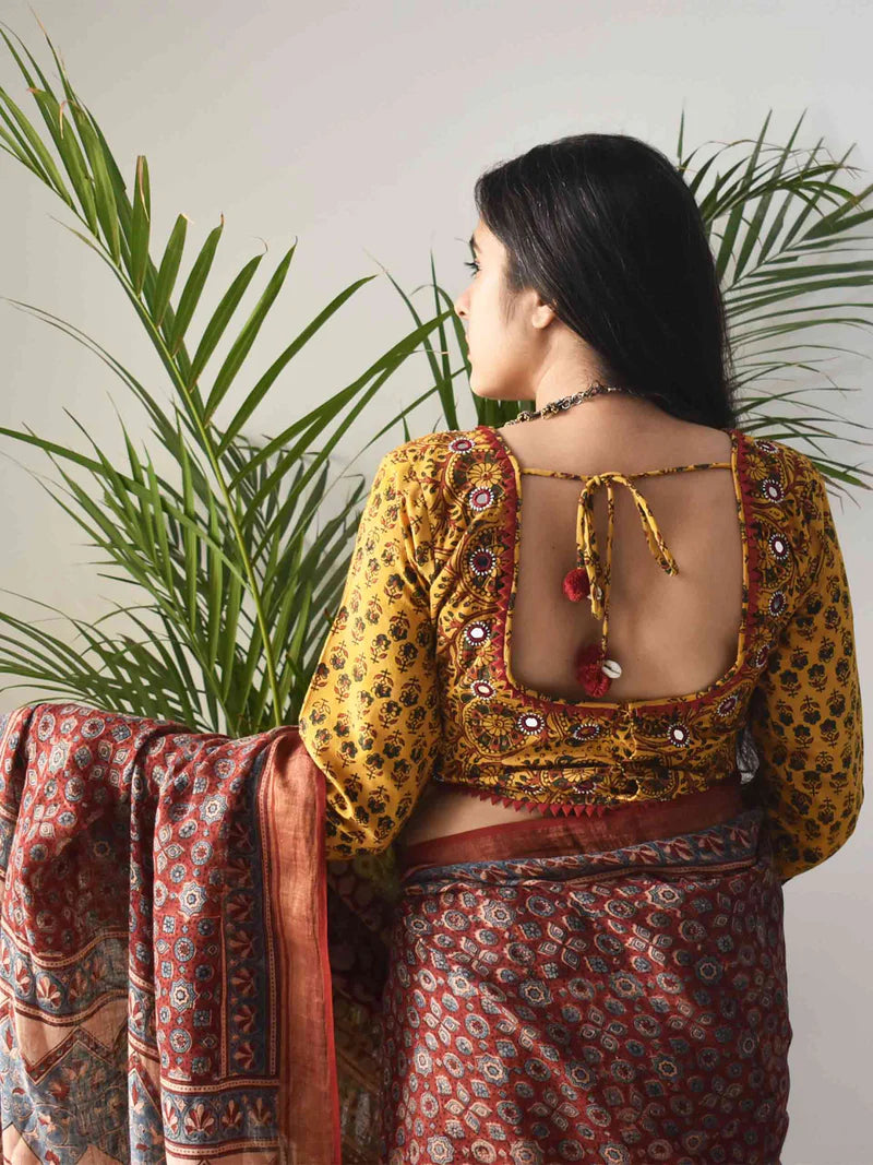Yellow Kutch Mirror Work Blouse