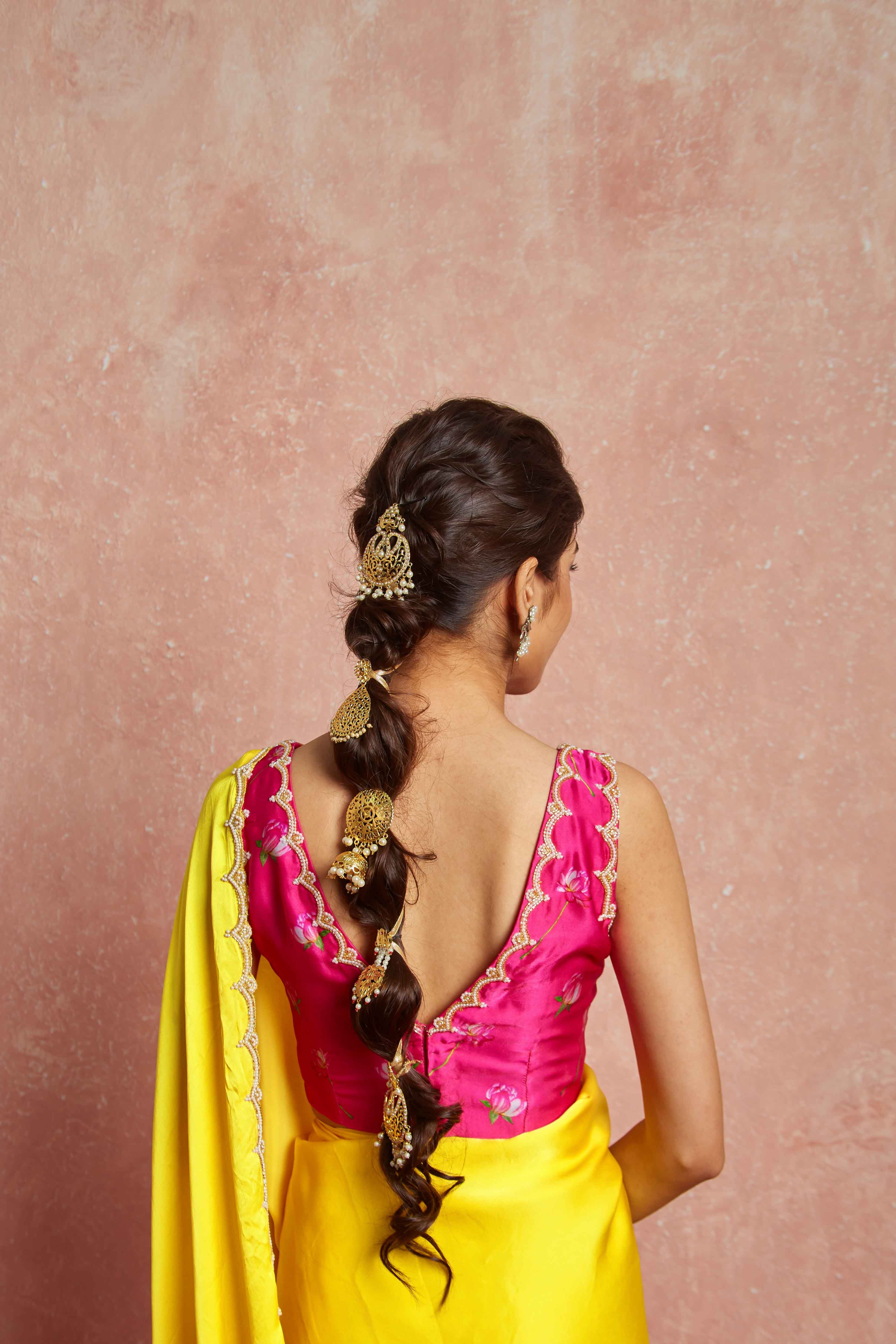 floral print silk saree