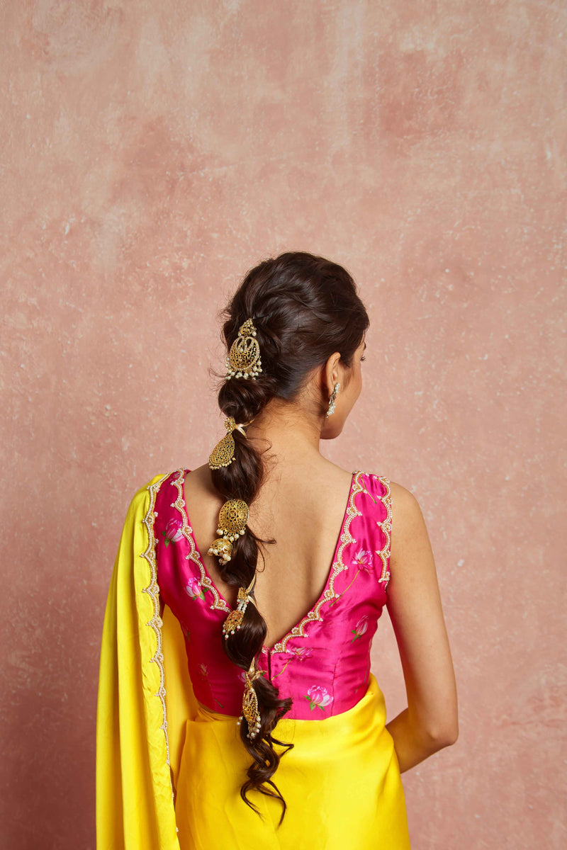 floral print silk saree