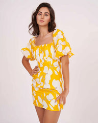 puff sleeve vacation dress