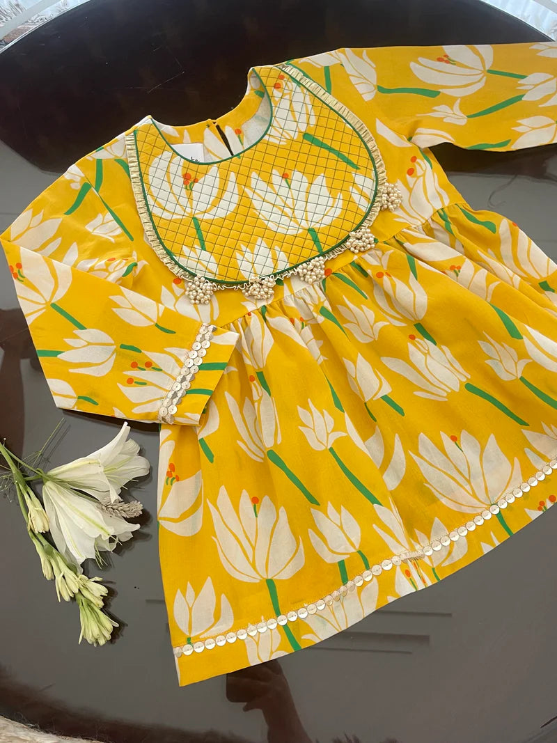 Yellow Sunshine Yoke Sharara Set