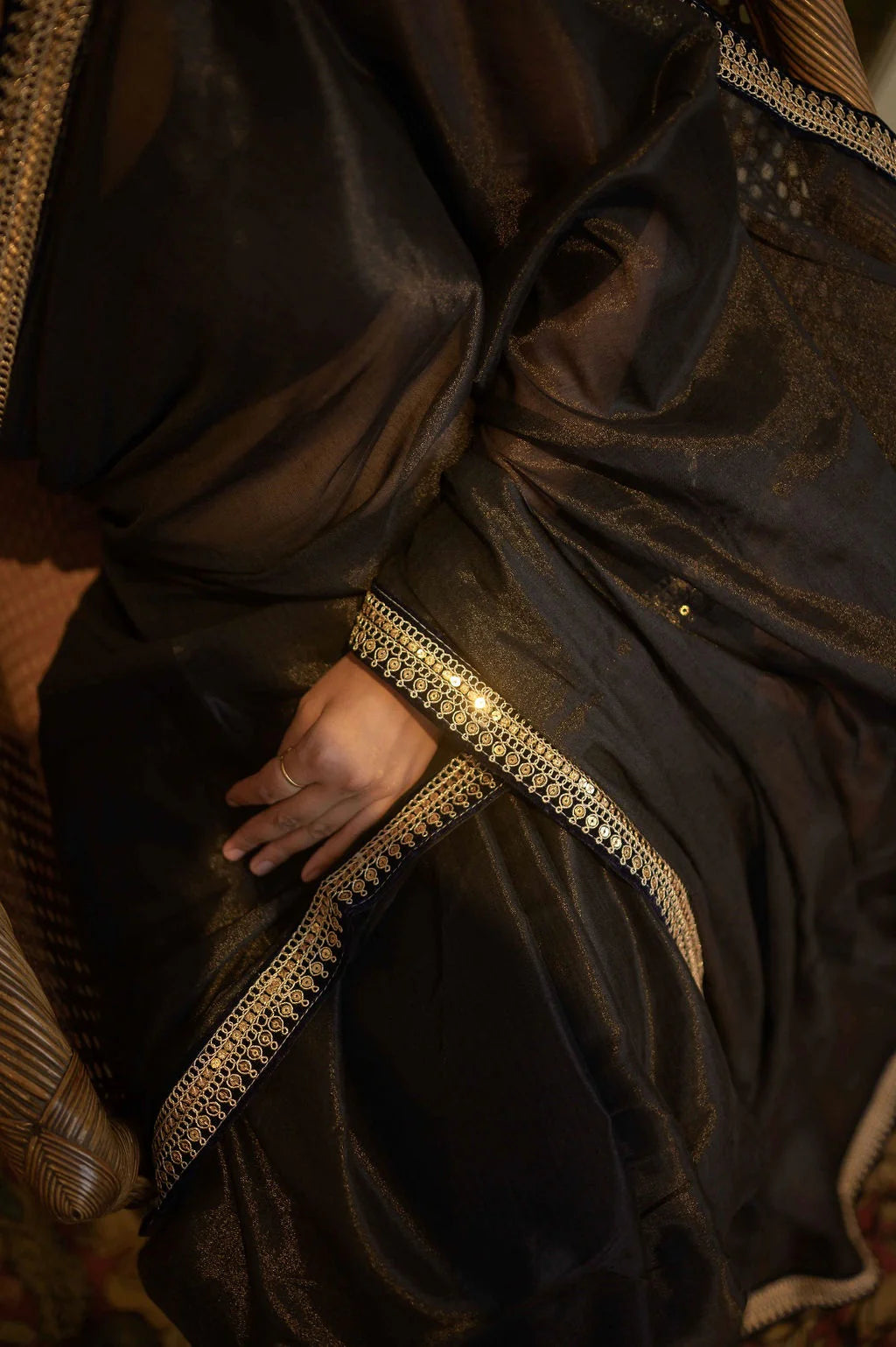 Premium quality black zari tissue saree