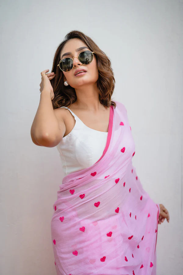 Daily wear pink saree