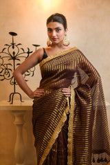 Maroon Zari Tissue Festive Saree