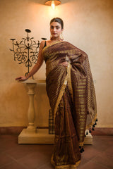Maroon Zari Tissue Festive Saree