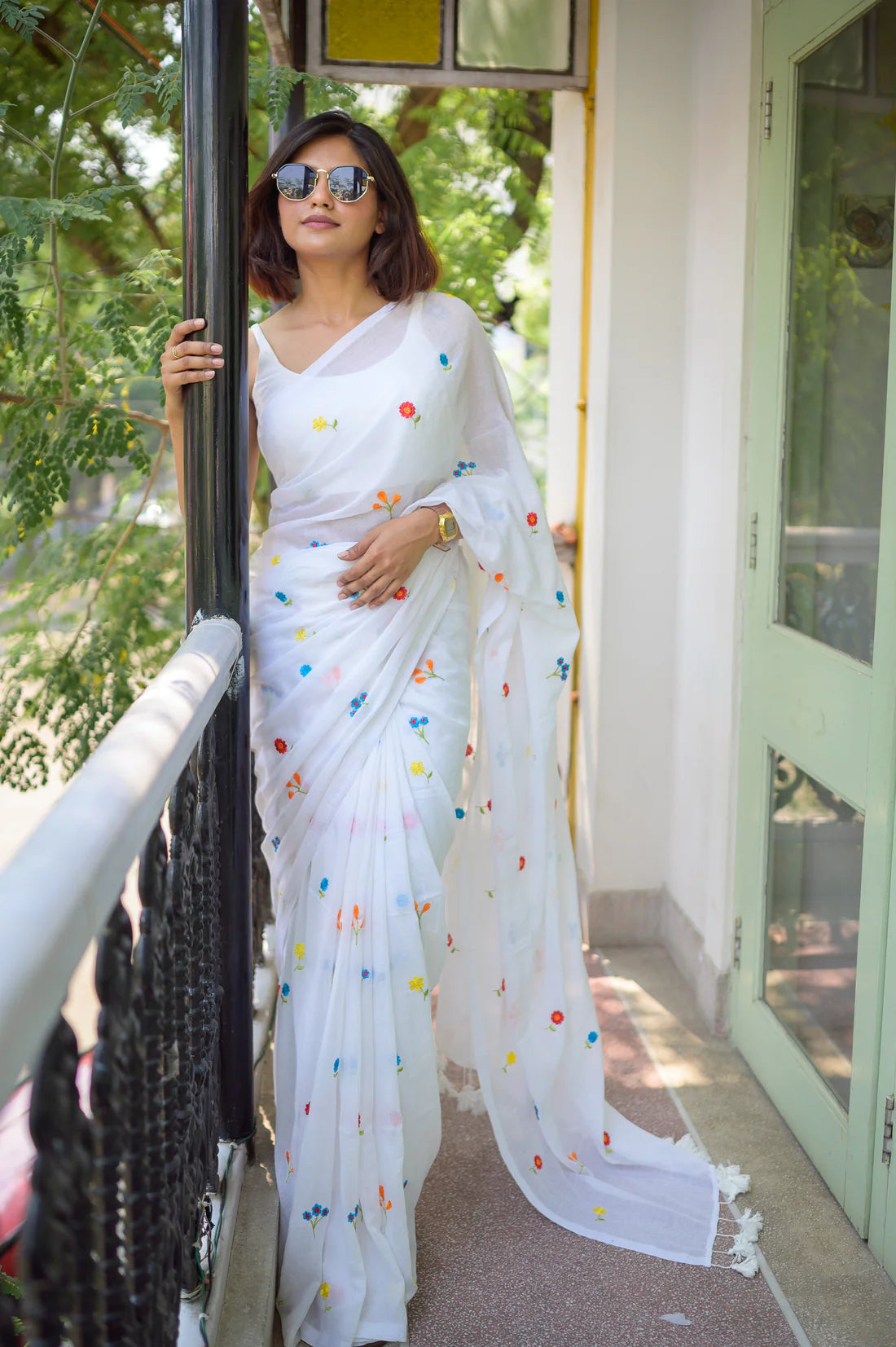 Traditional embroidery saree