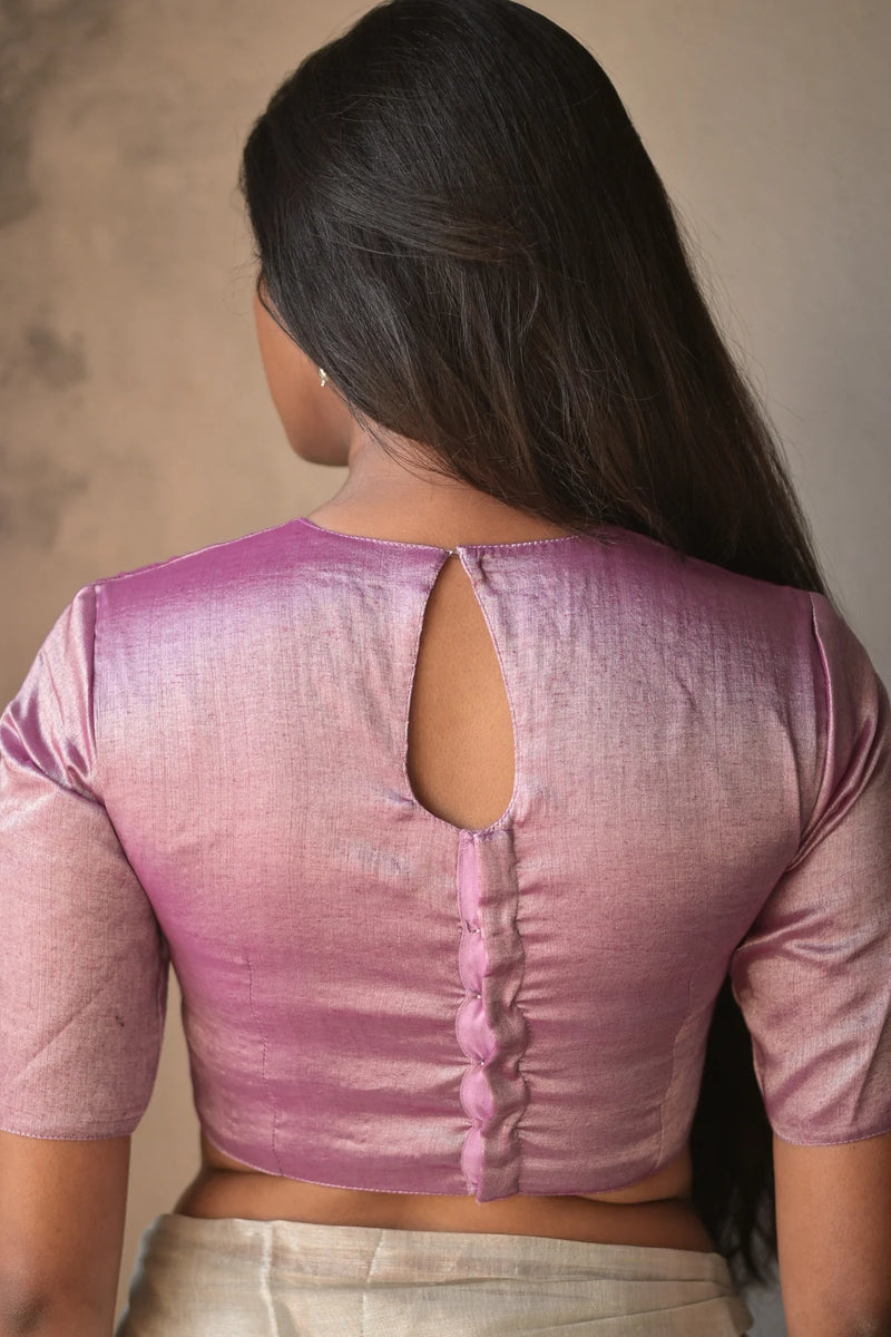 Handwoven Lavender Tissue Saree with Blouse Combo