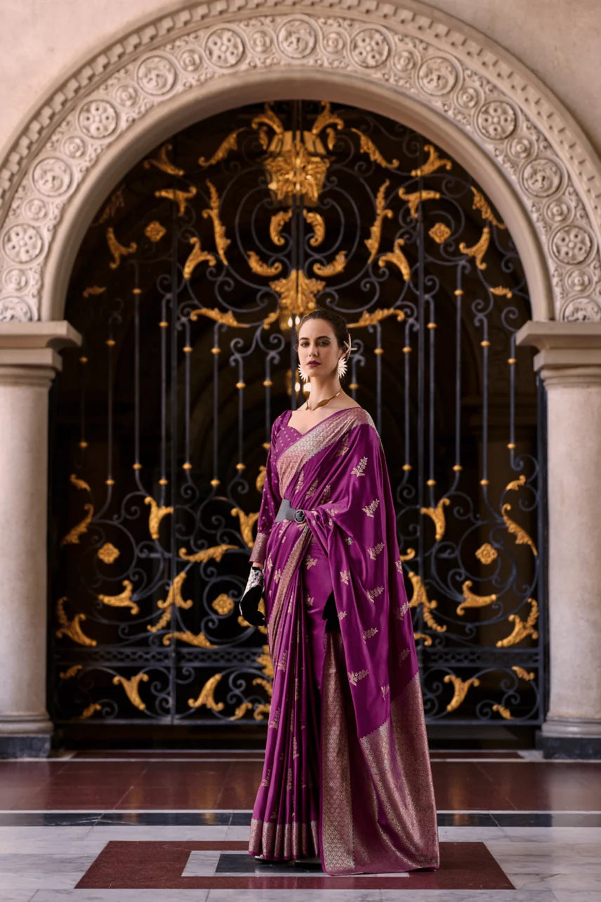 Wine wedding saree