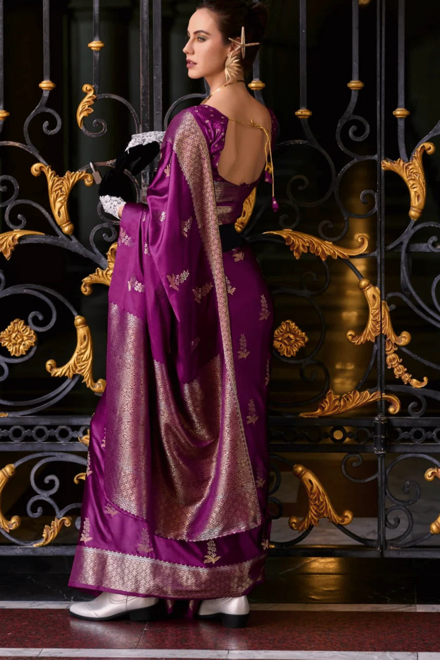 Wine wedding saree