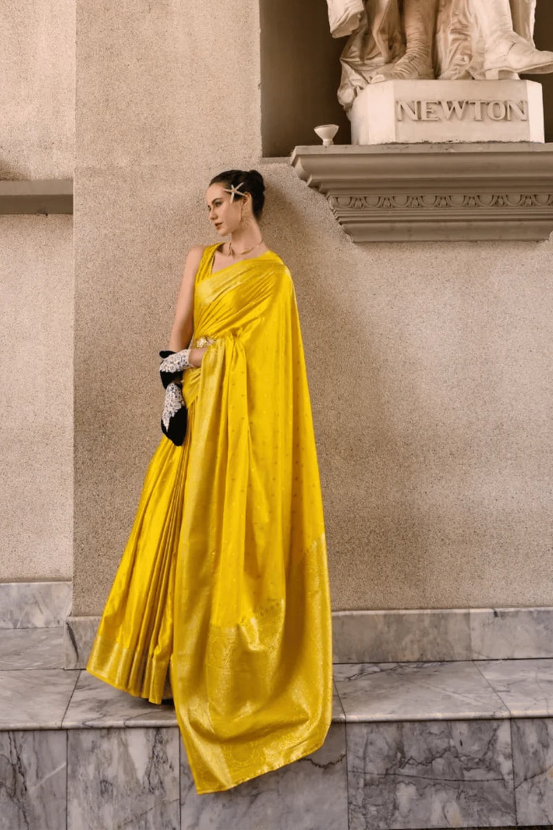 Yellow wedding saree