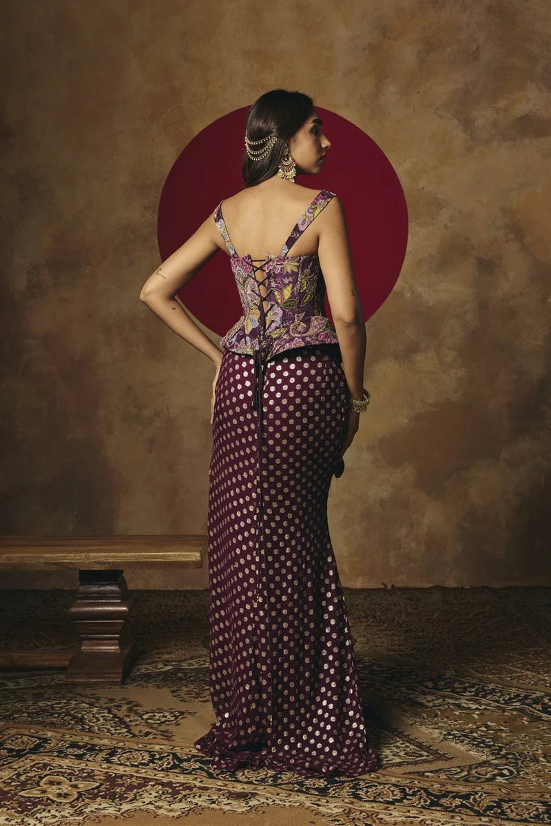 Shahi Ada Purple Embroidered Corset Top