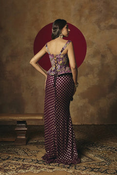 Shahi Ada Purple Embroidered Corset Top