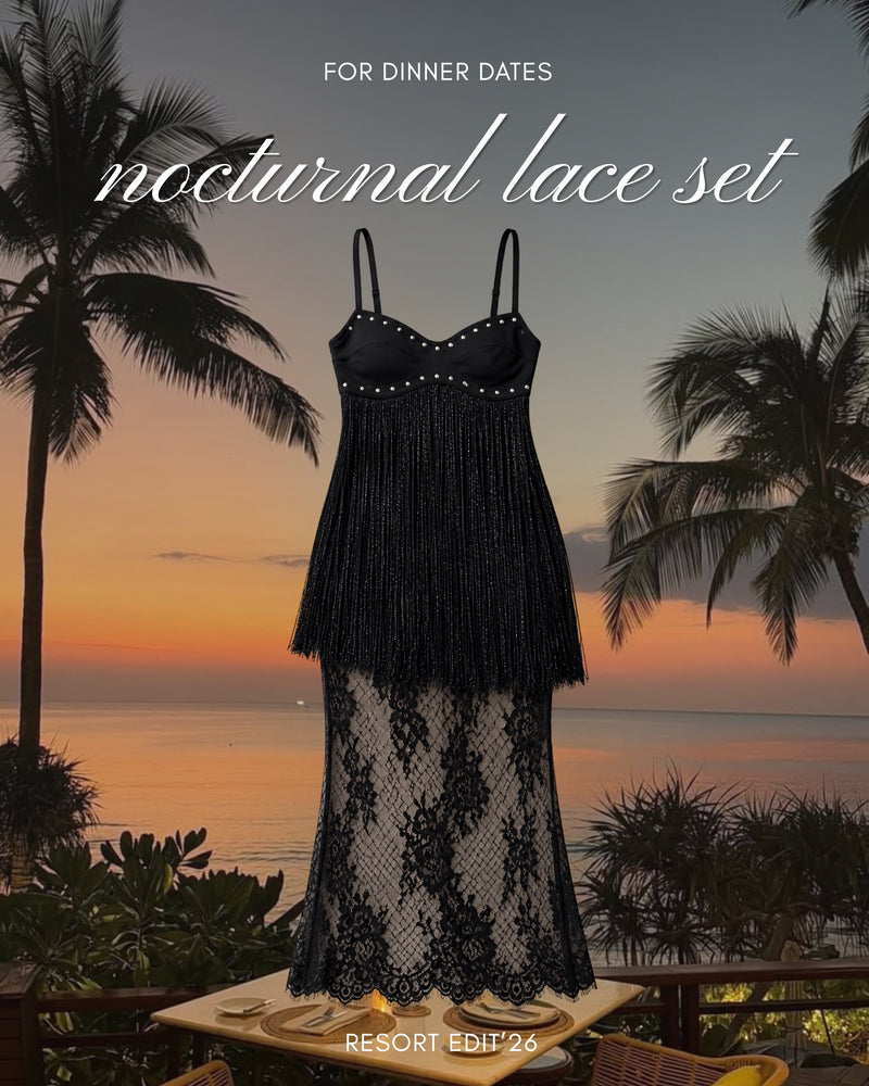 Black Rivet Fringe Party Top
