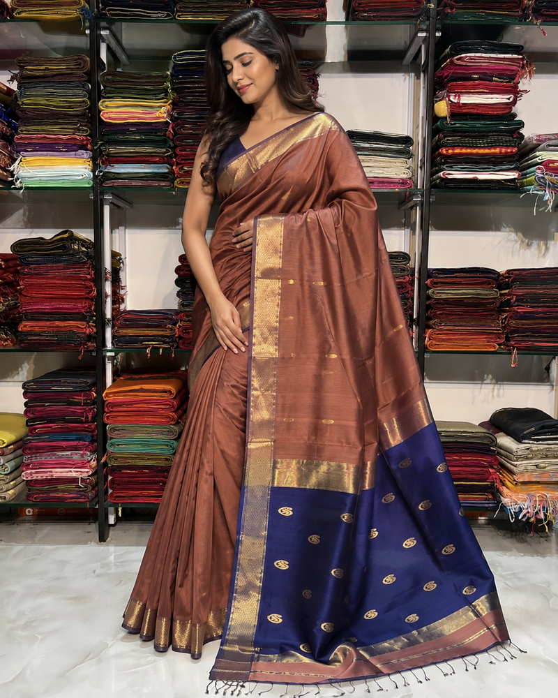 Ashthdhara Maheshwari Keri Zari Buti Saree