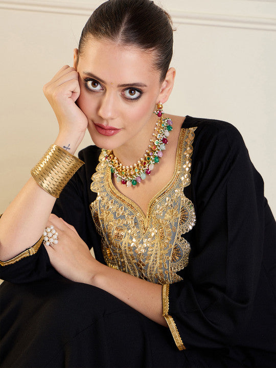 Kesari Noor Heritage Embroidered Kurta & Dhoti Pants Ensemble