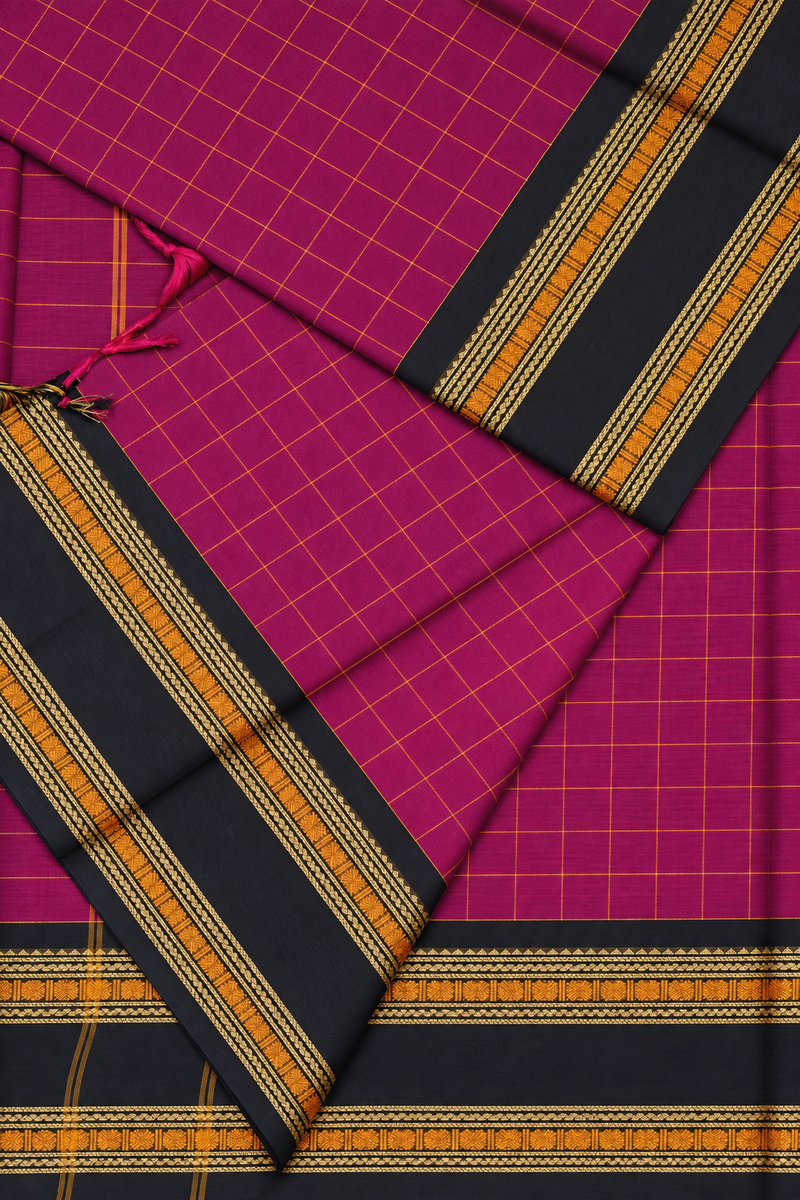 Rajamalli Magenta Kattam Saree