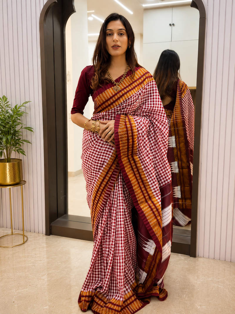 Dakshina Ikkal Zari Cotton Saree