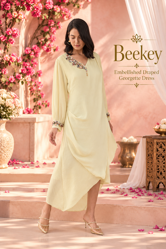 Beekey Embellished Draped Georgette Dress