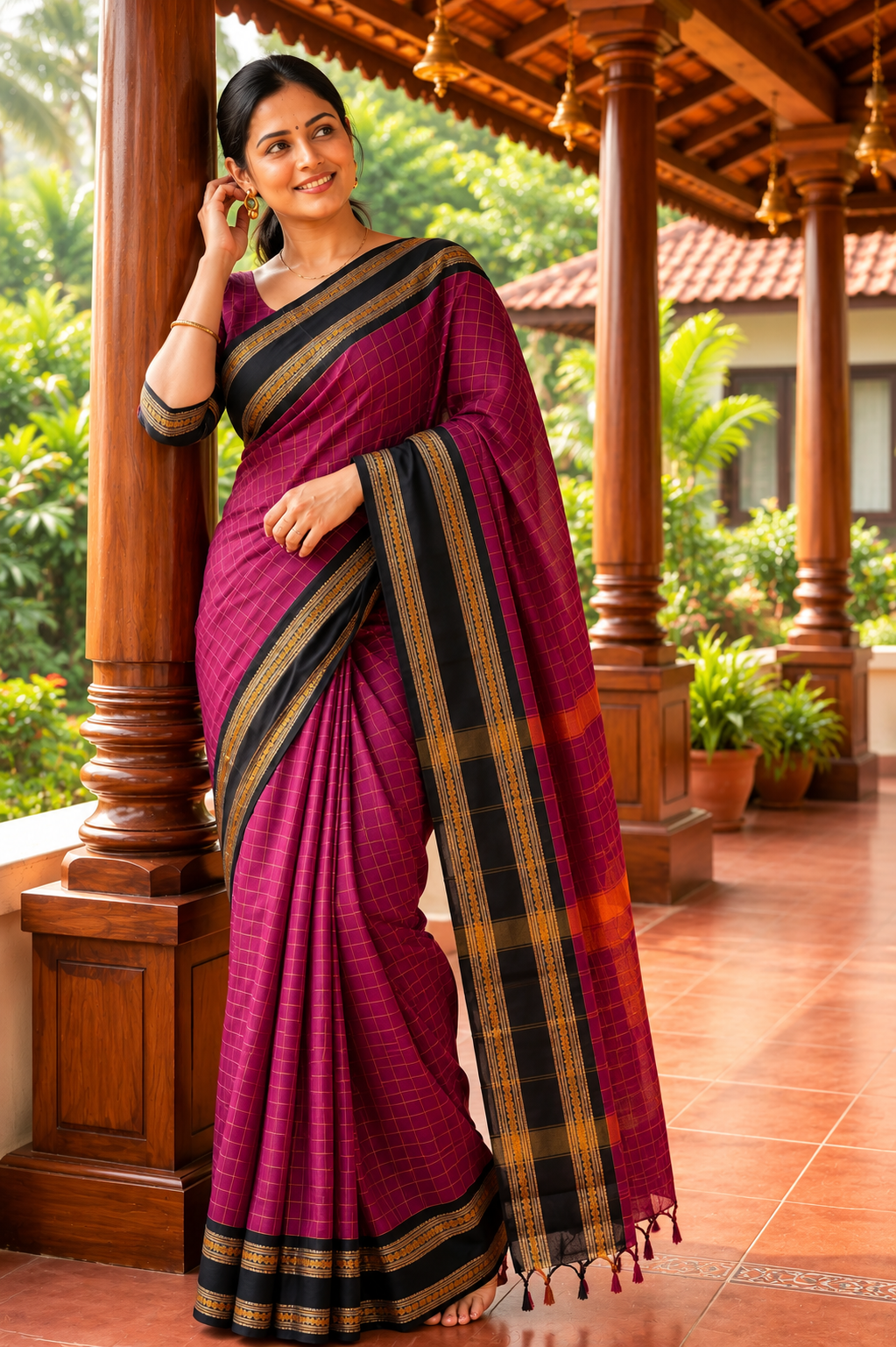 Rajamalli Magenta Kattam Saree
