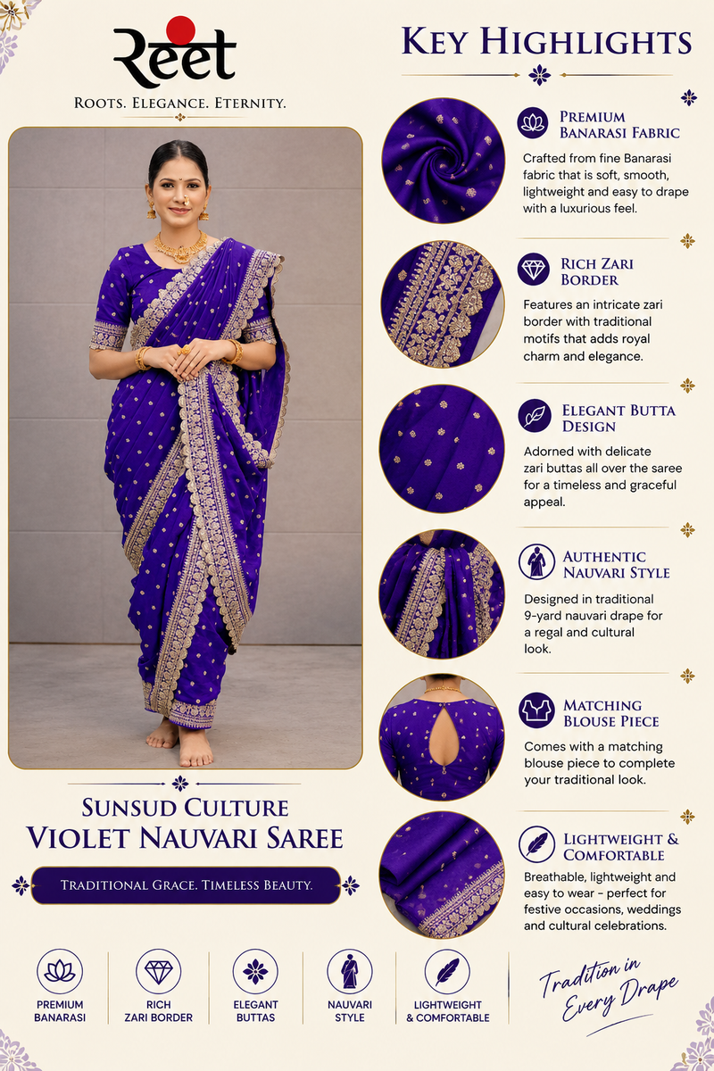 Sunsud Culture Violet Nauvari Saree