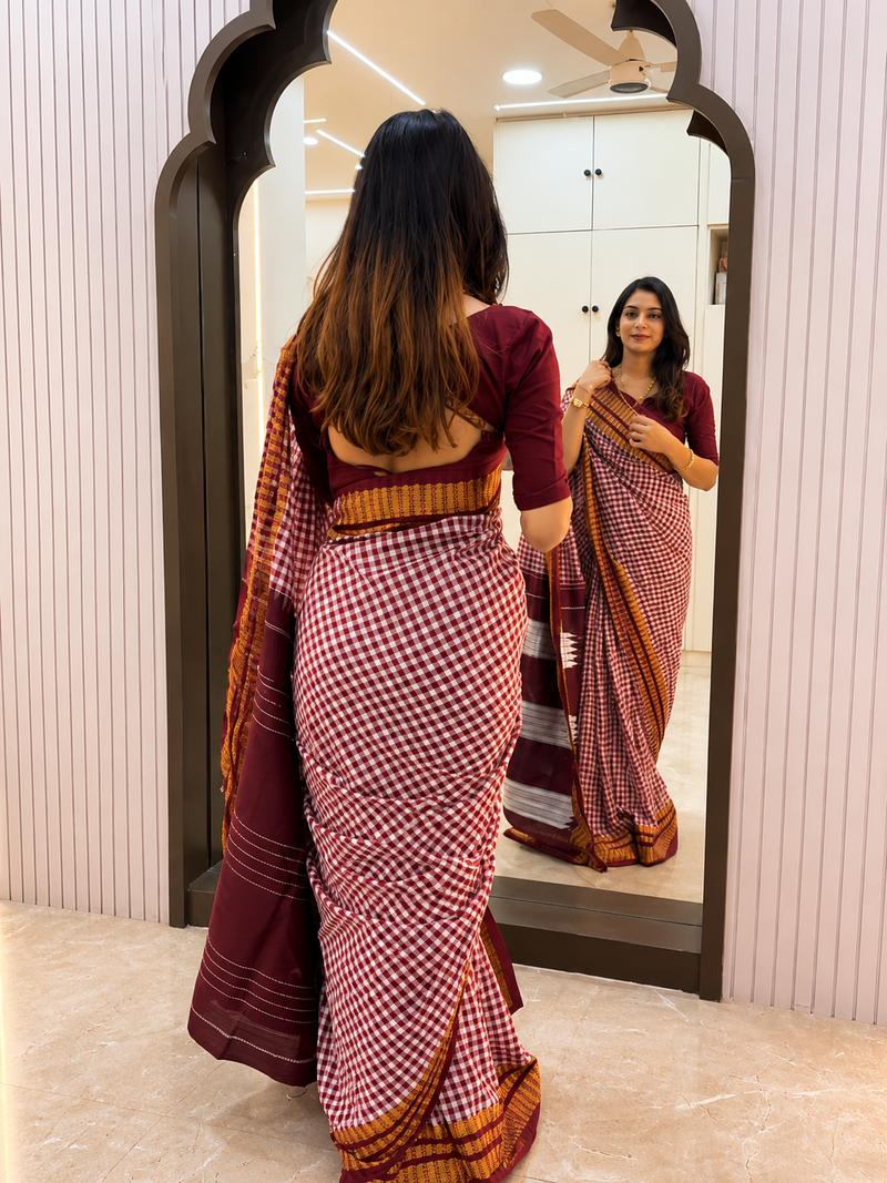 Dakshina Ikkal Zari Cotton Saree