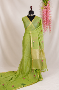 Anandhi Green Muslin Silk Saree