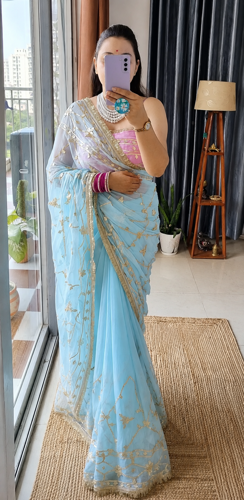 Bandhej Kaccha Gotta Chiffon Saree