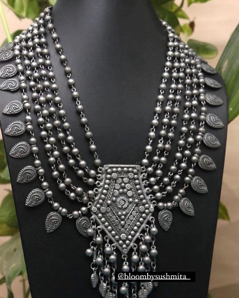 Amaira Long Necklace And Choker Combo Oxidised