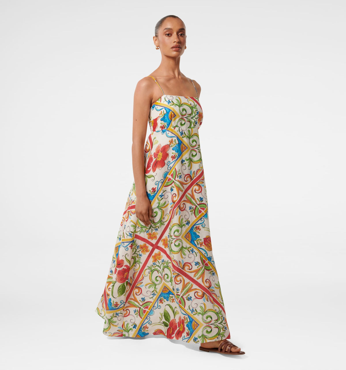 Amari Petite Midi Dress in Linen Blend