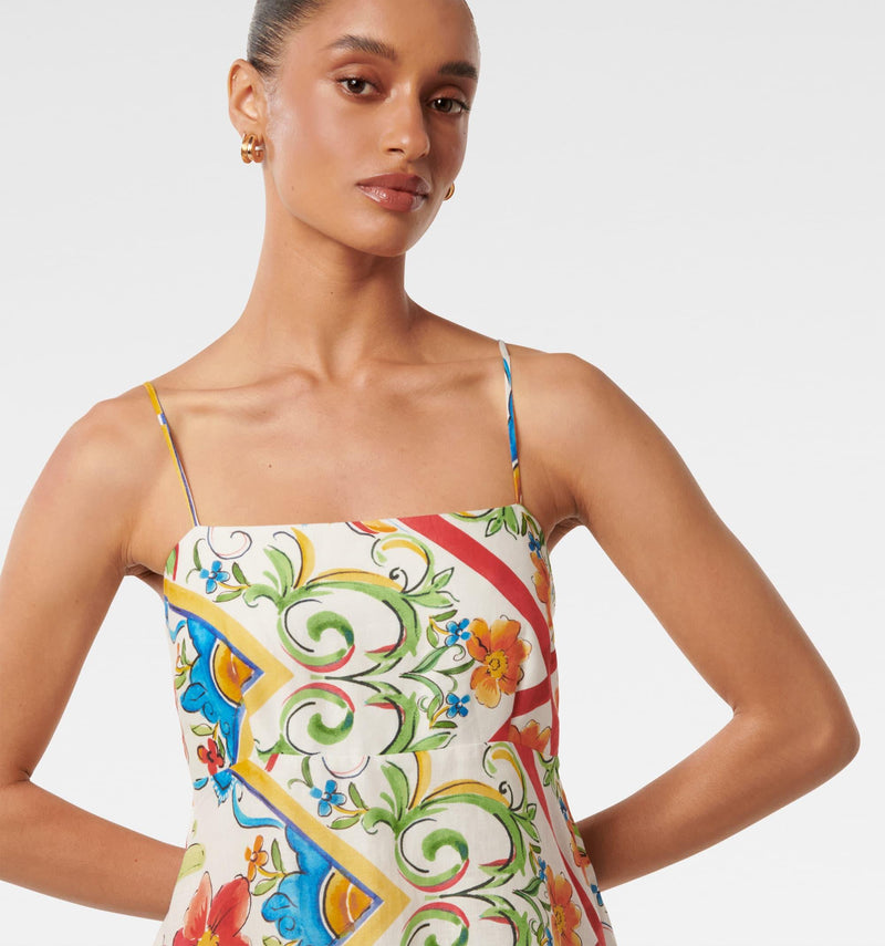 linen blend midi dress