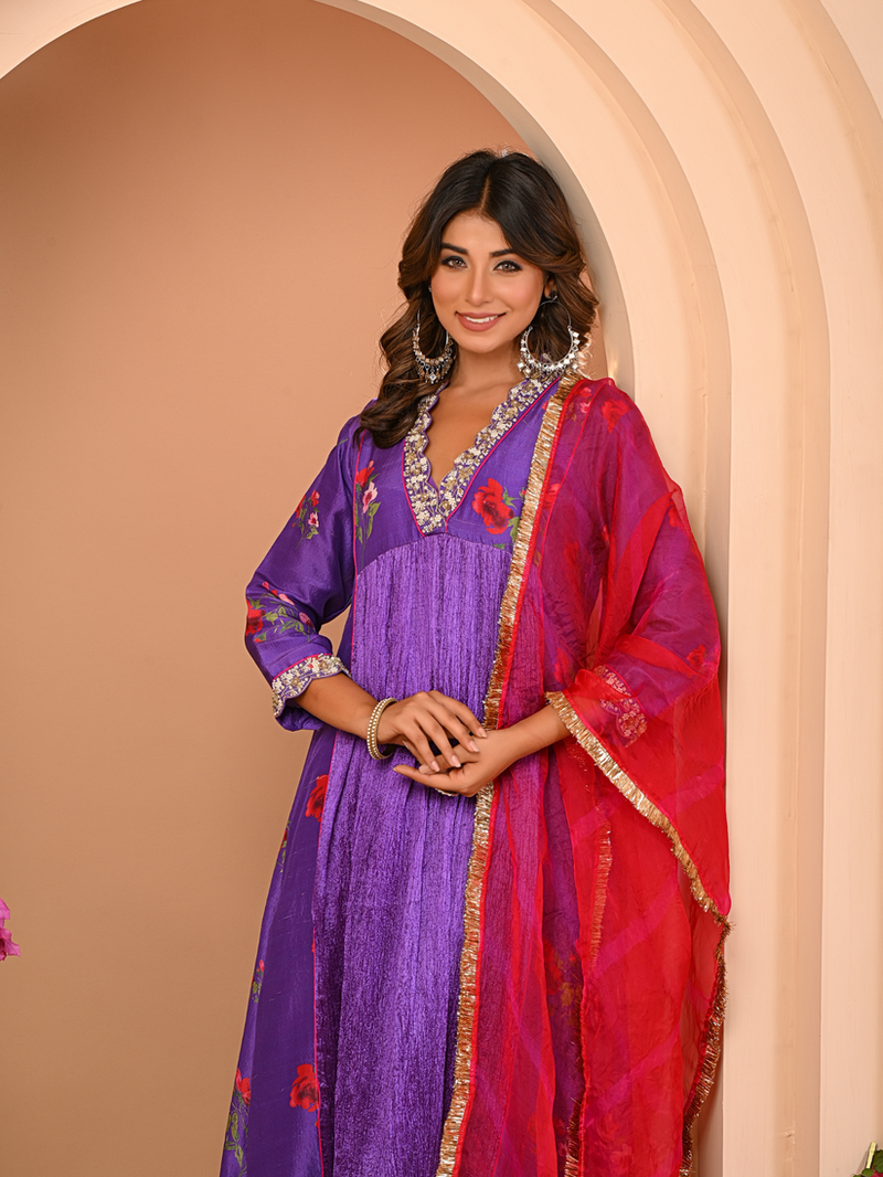 Floral Purple Kurta Set