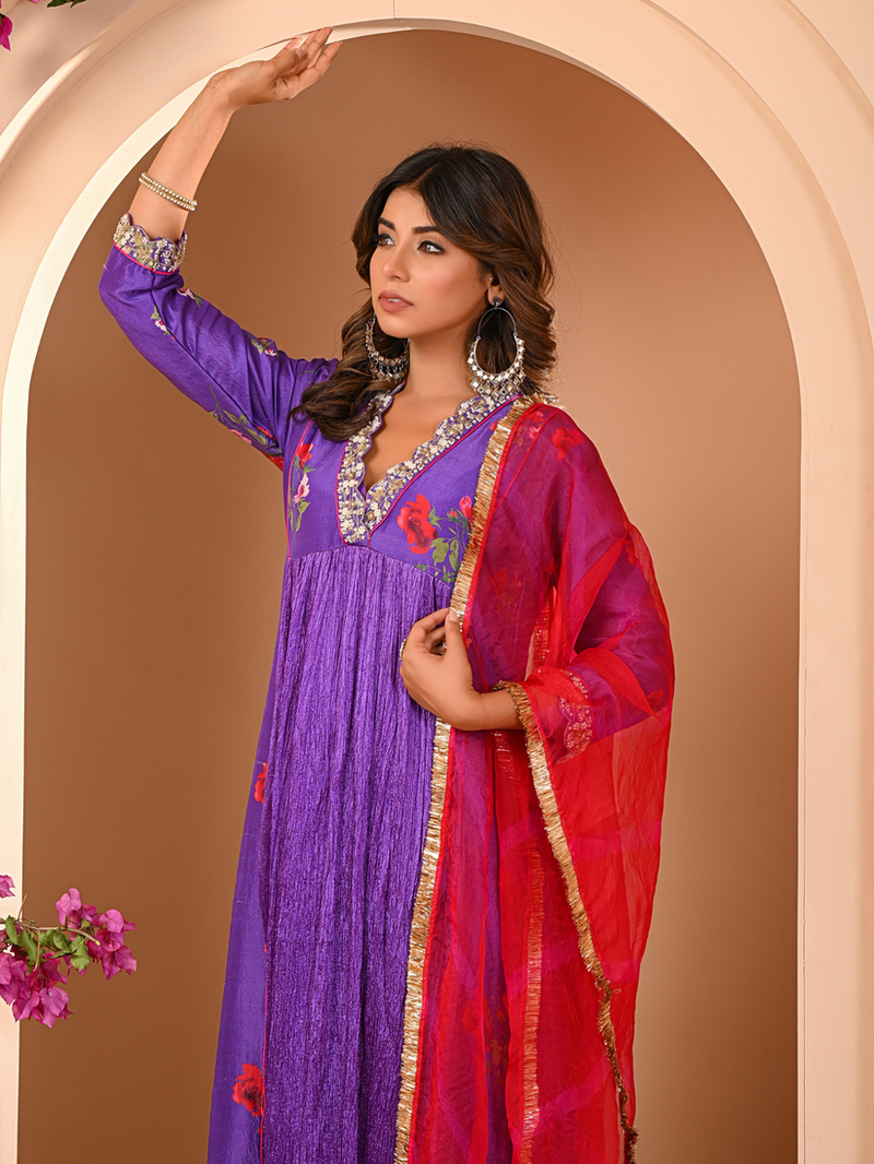 Floral Purple Kurta Set